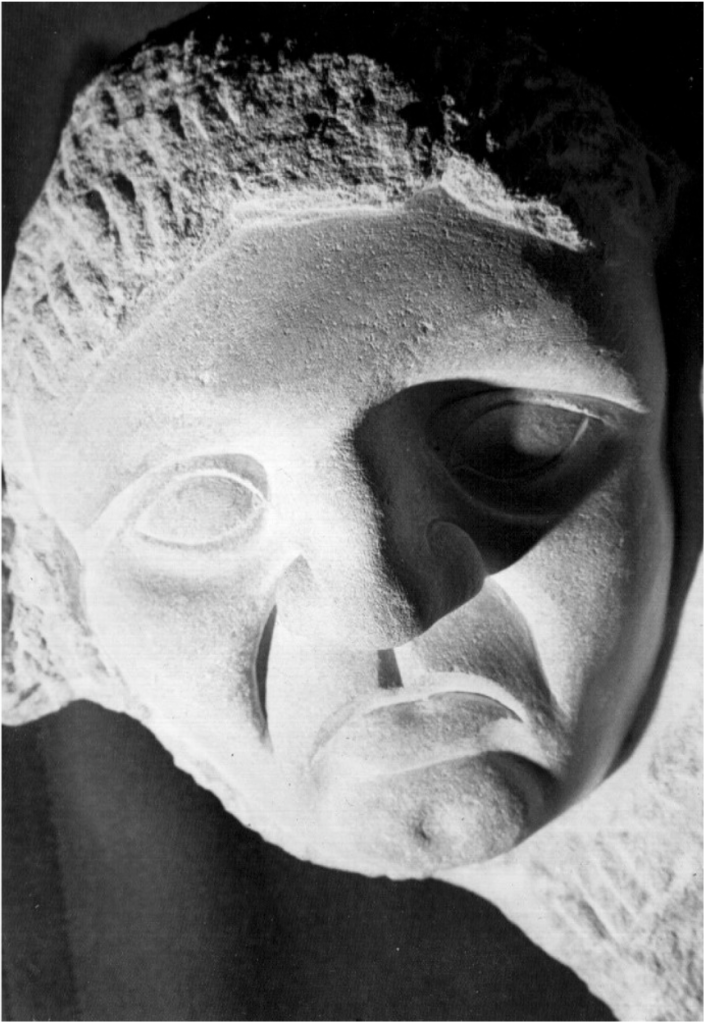 Limestore carving of a face